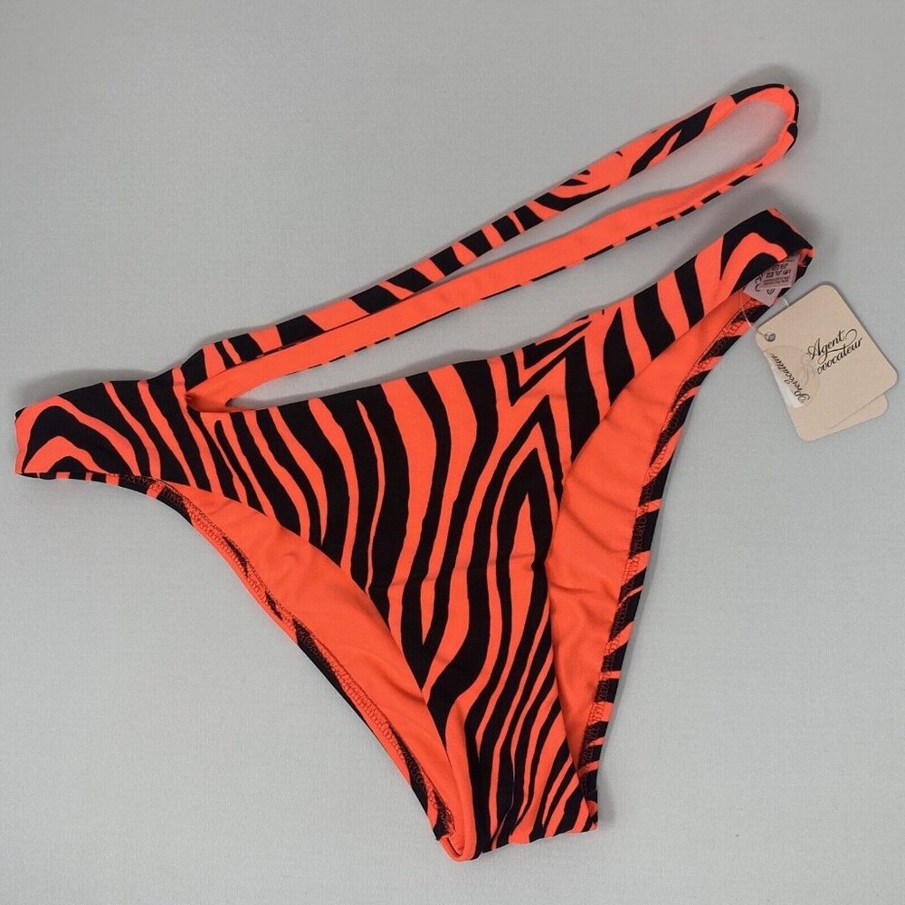 Agent Provocateur Tori Black Coral Zebra Bikini Bottom AP4 Large NWT